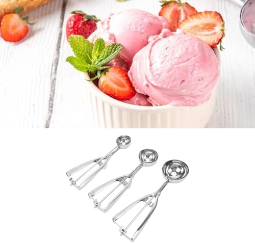 Cookie Scoop Set, 3PCS Ice Cream Scoop Stainless Steel Cookie Scooper
