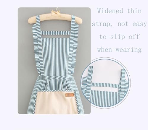 Cotton Kitchen Cooking Apron,Adjustable Neck Cute Chef Classic Striped