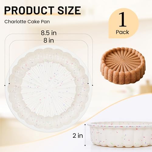 Vinino 8 Inch Charlotte Cake Pan with Reinforced Frame, Silicone Cake