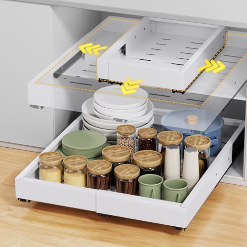 Pull Out Cabinet Organizer, Expandable Width (11.4"-18.9") Depth