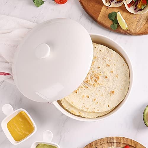Sweese Ceramic Tortilla Warmer - Holds 12 Tortillas, Microwave & Oven