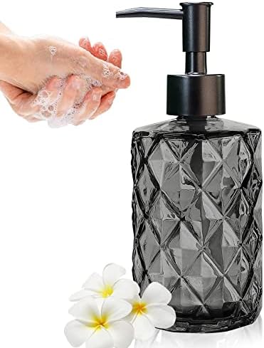 Glass Soap Dispenser with Plastic Pump, 330ml/11oz, Black