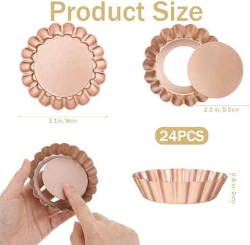 24 Pcs Tart Pan with Removable Bottom, 3 Inch Mini Tart Pans