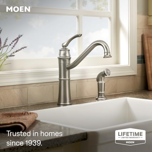 Moen Wetherly Kitchen Faucet, Side Spray, Spot Resist Stainless