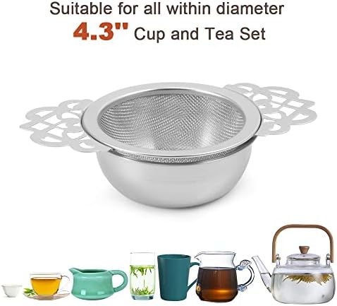 Picowe 4 Pack Tea Strainer Bowl, Stainless Steel Sliver Tea Strainers