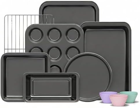 KITESSENSU Compact Baking Pans Sets, Nonstick Bakeware Sets 19-Piece