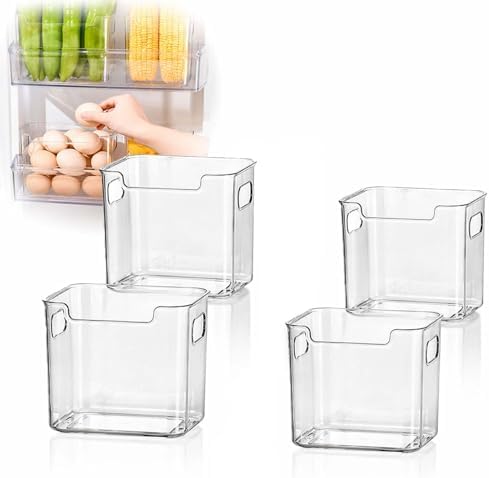 Clear Freezer Storage Bins, Crack-Resistant Plastic Fridge Storage