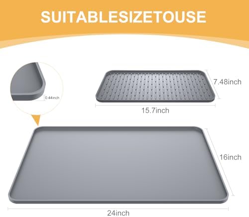 Silicone Coffee Mat, 24'' x 16'', Detachable Dish Drying Mat