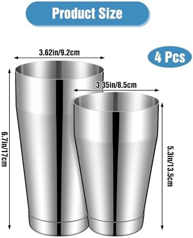 4PCS Cocktail Shaker Set Professional Bar Shaker Boston Set, Stainless