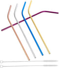 Drinking Straws Bent and Straight Designs Stainless Steel Set
