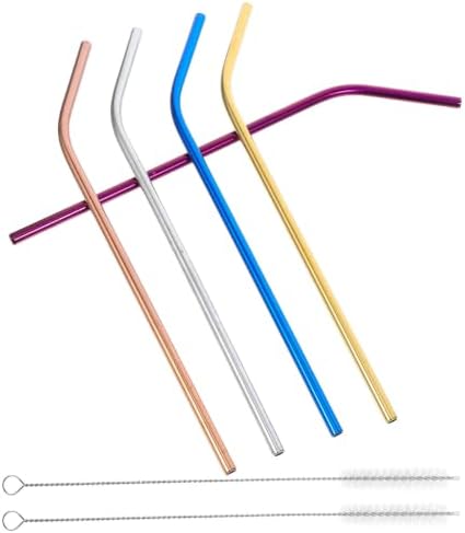 Drinking Straws Bent and Straight Designs Stainless Steel Set