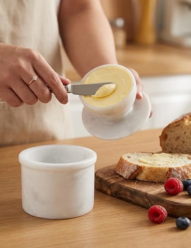 Radicaln Marble Butter Keeper 4.25'' Inches White Handmade French