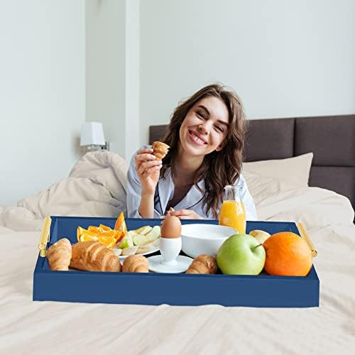 JollyCaper - Coffee Table Tray - with Metal Handles for Serving, Home