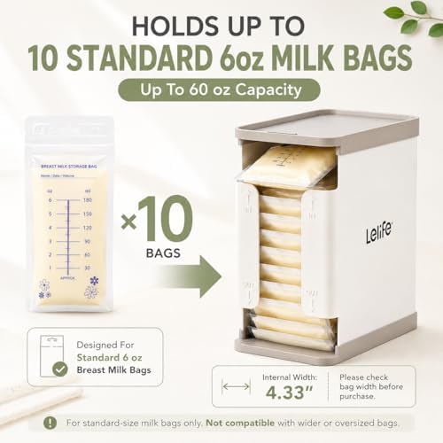 Breast Milk Bag Organizer with Aluminum Freeze Tray, FIFO Storage