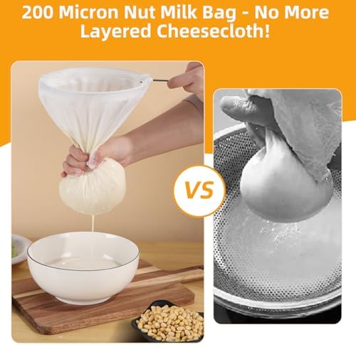 5 Pcs Premium Ultra Fine Mesh Strainer Bags with Stainless Steel