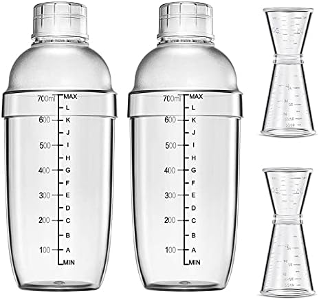 4 pcs Clear Cocktail Shaker Set 2 pcs Plastic bar Shaker with 2 pcs