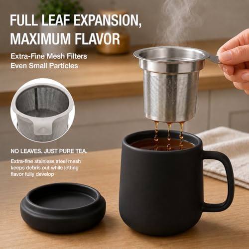 Tealyra - Sumo Porcelain Loose Tea Steeping Mug - 15oz/450 ml Ceramic