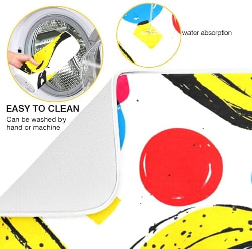 OTVEE Banana Crisp Spark Dish Drying Mat for Kitchen Counter Absorbent
