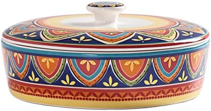 Bico Ceramic Tortilla Warmer with Lid, 8.9 Inch, Tunisian