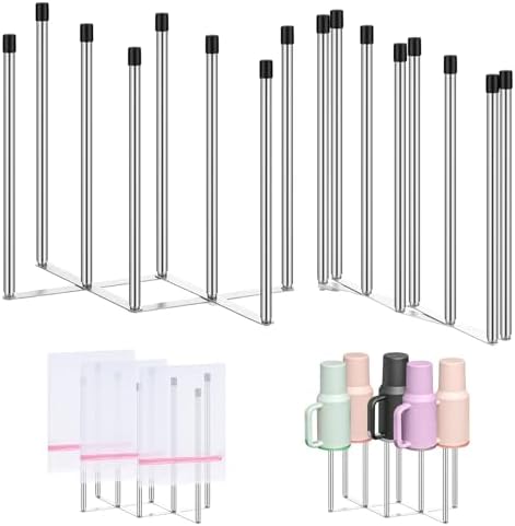2 Pcs Foldable Bottle Drying Rack Stainless Steel Plastic Bag Drying