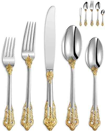 KEAWELL Luxury 65-Piece 18/10 Stainless Steel Flatware Set
