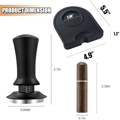 LeLehome 51mm Espresso Tamper Set, Calibrated Spring-Loaded Coffee