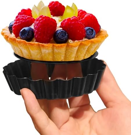 6 Pack Mini Tart Pans 4 Inch with Removable Bottom Round Non-stick