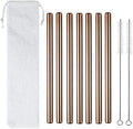 7 Pcs 8.5" Reusable Boba Drinking Straws 304 Stainless Steel Straws
