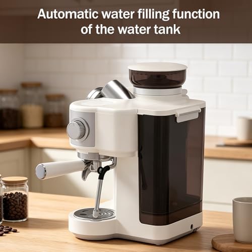20-Bar Espresso Machine with Coffee Grinder and Steam Wand
