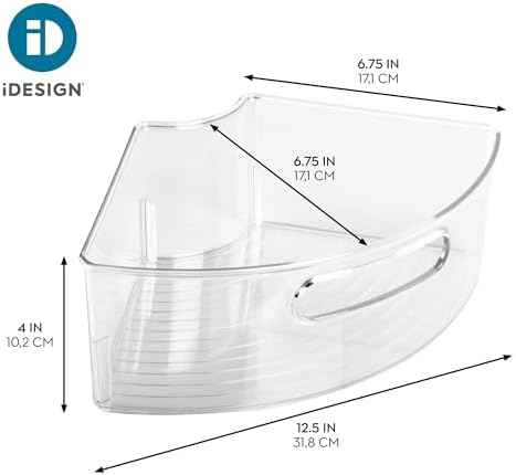 iDesign Plastic Lazy Susan Cabinet Storage Bin, 1/4 Wedge Container for Kitchen, Pantry, Counter, BPA-Free, 12.5 in x 6.75in x 4in Set of 4, Clear