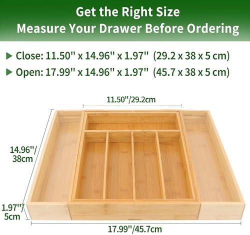 VaeFae Bamboo Drawer Organizer, Medium, Natural