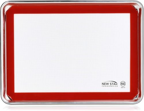New Star Foodservice Aluminum Sheet Pan & Silicone Mat, 13x18-Inch