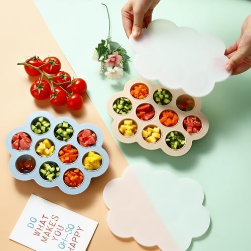 PandaEar 2 Pack Baby Food Freezer Tray with Lids, Silicone Baby Food