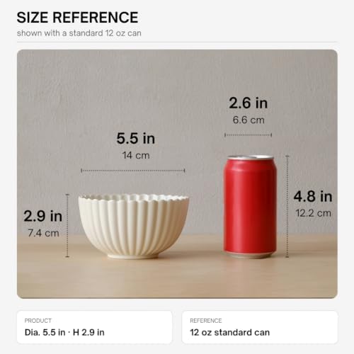 WENSHUO Small Ceramic Bowls, Daisy-Shaped, Set of 4, 5.5 in, Matte