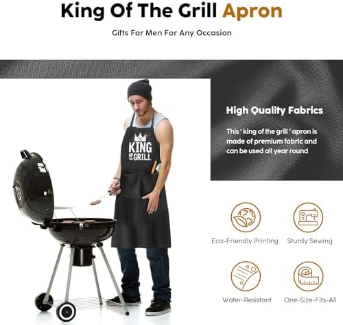 Kitchen Apron Gift for Men, BBQ Grilling Apron with 2 Pockets, Funny