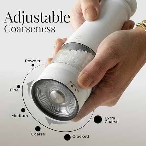 Styled Settings Electric Salt and Pepper Grinder Set, White