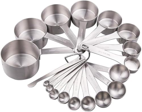 Measuring Cups and Spoons Set, 18/8 Stainless Steel Measuring Cups and