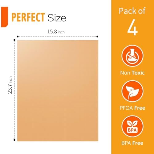 4 Pack Large Copper Oven Liners for Bottom of Oven BPA and PFOA Free