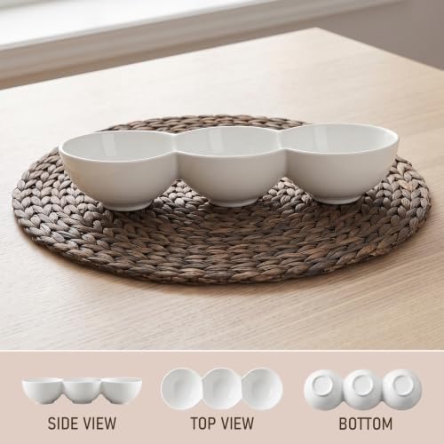 Yesland 3-Compartment Porcelain Serving Tray Set of 4-9 Inch Long