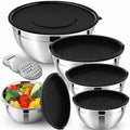 Set of 5 Mixing Bowls with Airtight Lids, Black