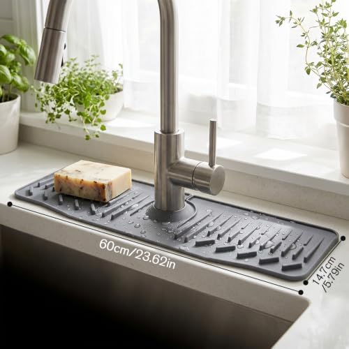 24 Inch Silicone Faucet Mat for Kitchen Sink, 2026 New Silicone Splash