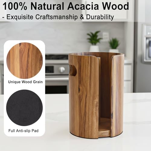 Acacia Wood Paper Towel Holder, Countertop