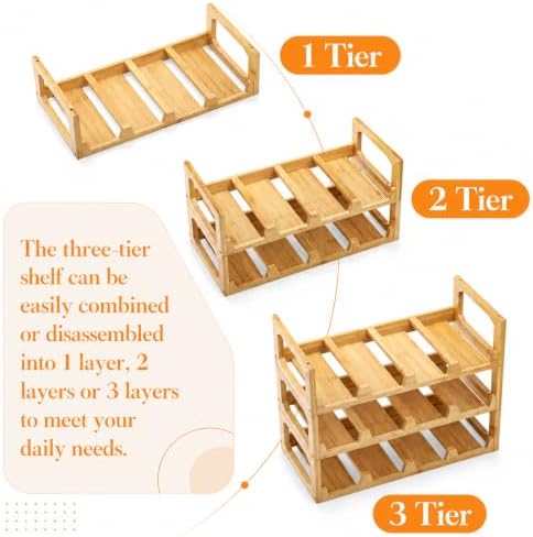 Pumtus Bamboo Water Bottle Organizer, Stackable Tumbler Holder for 12
