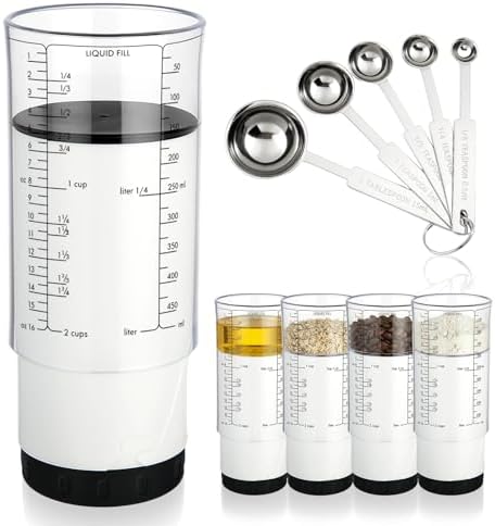 6 Pcs Adjustable Push up Measuring Cup Set 1 Measure Cup 5 Measure