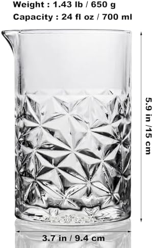 Cocktail Mixing Glass with Strainer Set, Bartender Gifts for Men