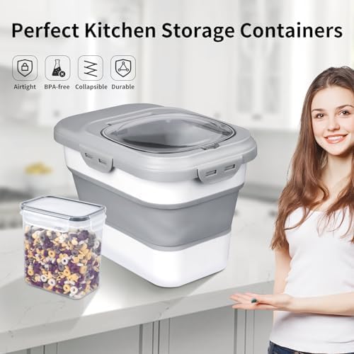 Komzon Rice Storage Container, Collapsible Airtight Food Storage