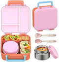 Bento Lunch Box for Kids with 9oz Thermo, Leak-proof Containers with 3