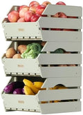 Wood Potato Onion Storage Bins - Wooden Stackable Produce Basket
