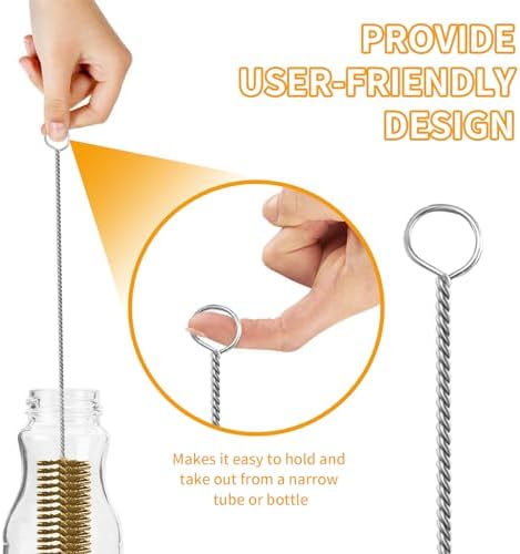 7 Pcs Brass Brush Set, 12'' Long Handle Pipe Cleaner Brush for Deep