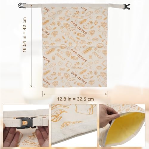 2 Rustic Harvest Beeswax Bread Bags, 17×13 Inch